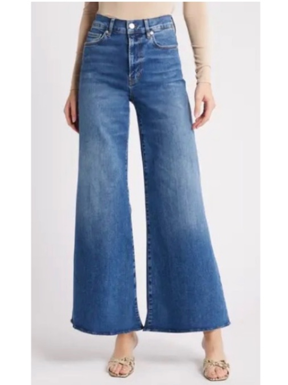 Frame Le Palazzo High Rise Crop Wide Leg Relaxed Jeans Mermaid Medium Wash 28